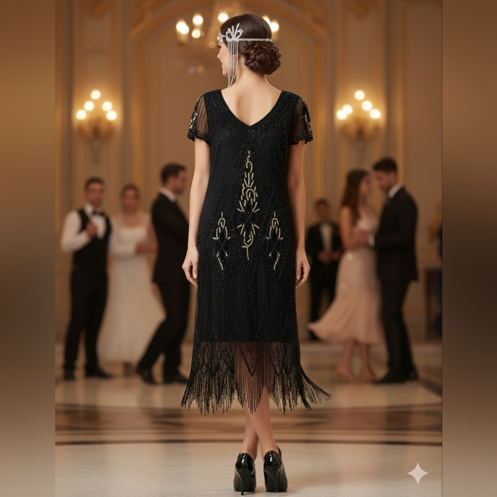 GasbyLady London Women's Beaded 1920's Inspired Flappers Dress - Picture 3 of 3